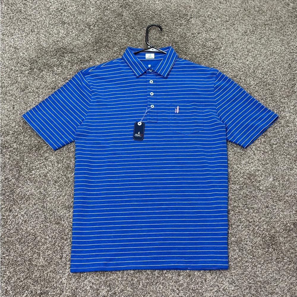 NWT Johnnie O Hangin Out Mens Polo Shirt Stripped Cotton Short Sleeve Stretch M